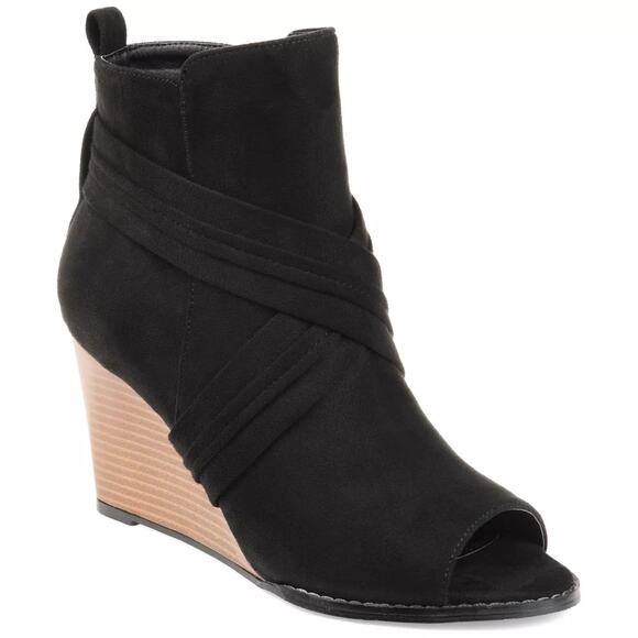 Journee Collection Women's Inside Zip Open Toe Wedge Booties  Size 10 (Open Box) - Picture 1 of 8
